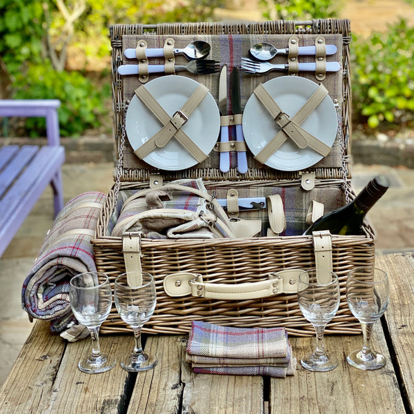 Personalised Four Person Tartan Picnic Basket And Blanket