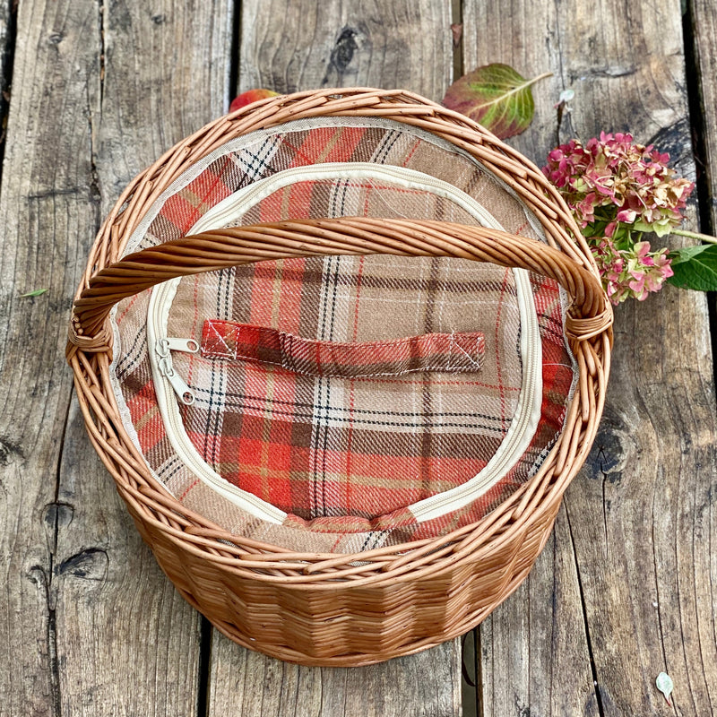 Personalised Red Tartan Cooler Basket - The Colourful Garden Company