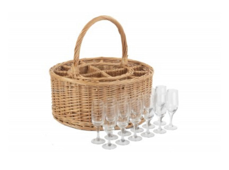 Party Basket with 12 Champagne Flutes
