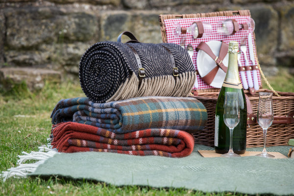 Tweedmill Picnic Rugs with Leather Straps - The Colourful Garden Company