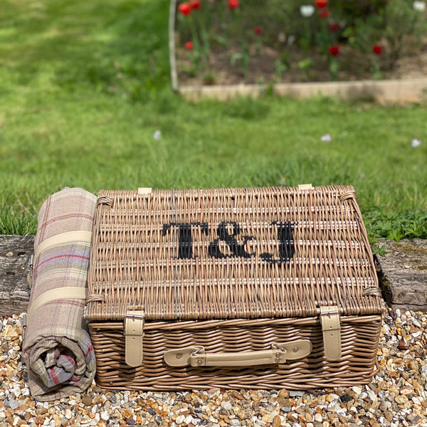 Personalised Four Person Tartan Picnic Basket And Blanket