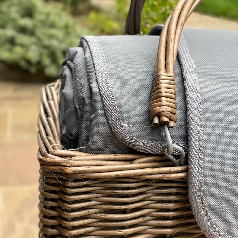 Personalised Grey Cooler Basket and Picnic Blanket