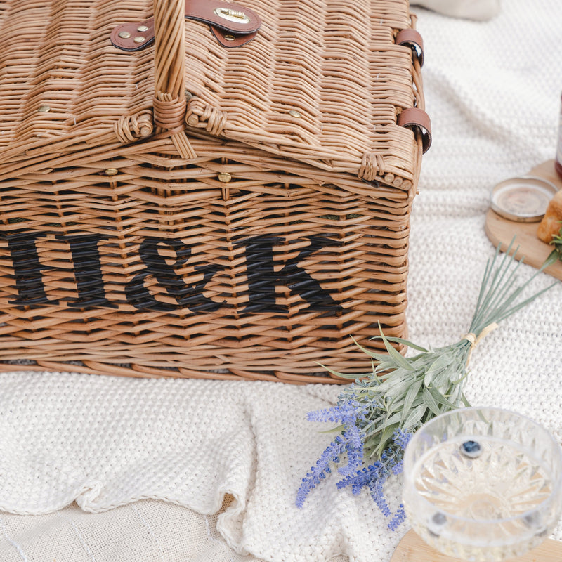 Personalised Double Lidded Two Person Picnic Basket - The Colourful Garden Company