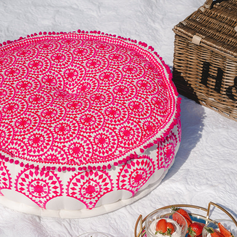 Aztec Pink Pouf - The Colourful Garden Company