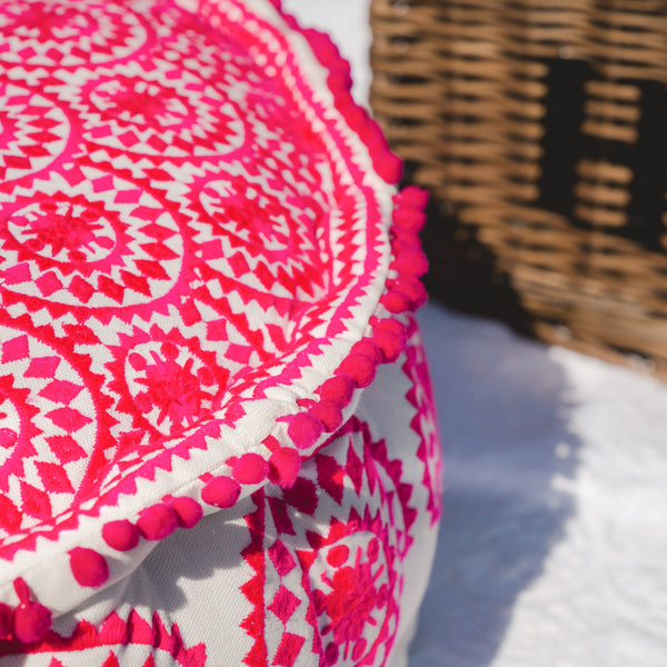 Aztec Pink Pouf - The Colourful Garden Company