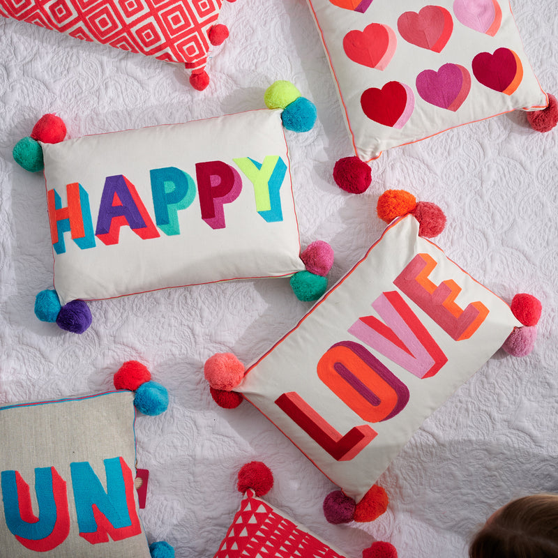 Embroidered Love Cushion - The Colourful Garden Company