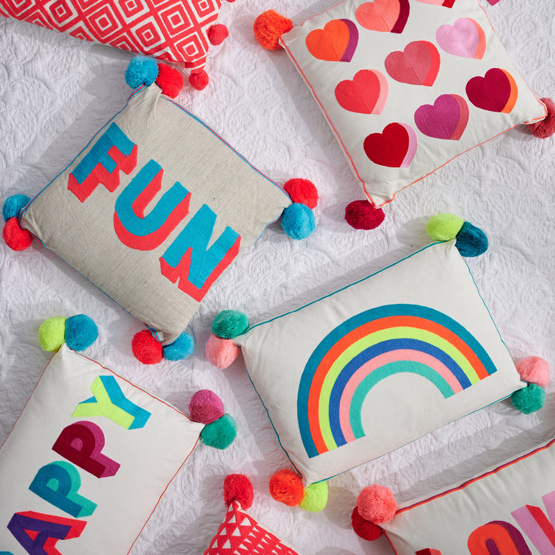 Embroidered Fun Cushion - The Colourful Garden Company