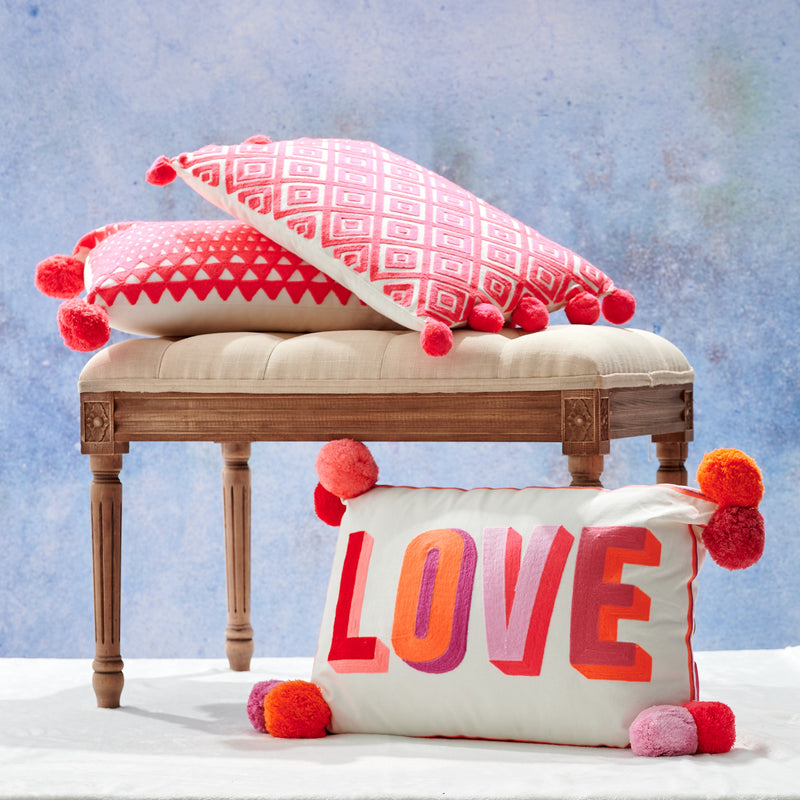 Embroidered Love Cushion - The Colourful Garden Company