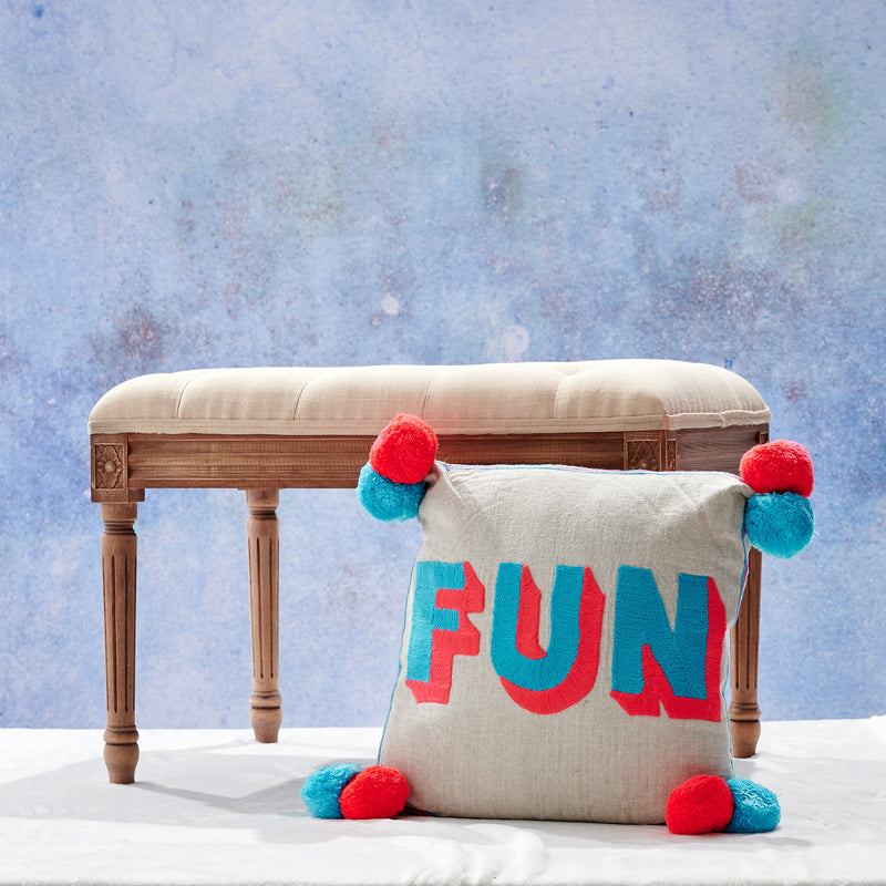 Embroidered Fun Cushion - The Colourful Garden Company