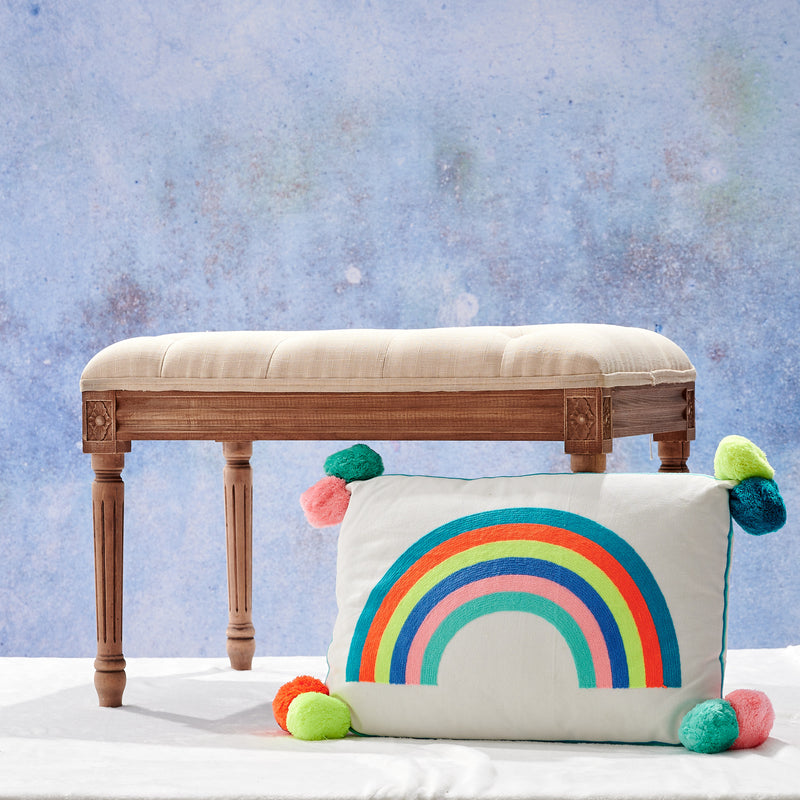 Embroided Rainbow Cushion - The Colourful Garden Company
