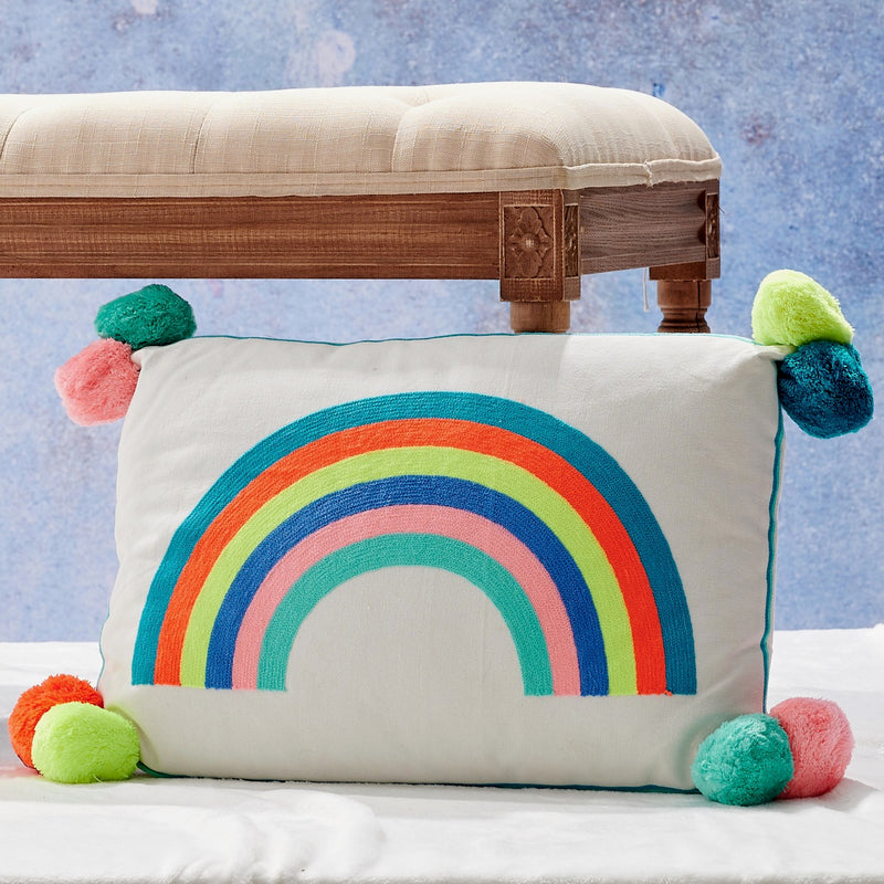 Embroided Rainbow Cushion - The Colourful Garden Company