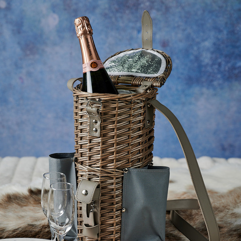 Personalised Champagne Cooler with Two Glasses - The Colourful Garden Company