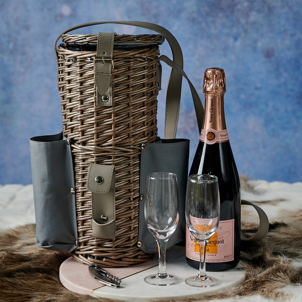 Personalised Champagne Cooler with Two Glasses - The Colourful Garden Company